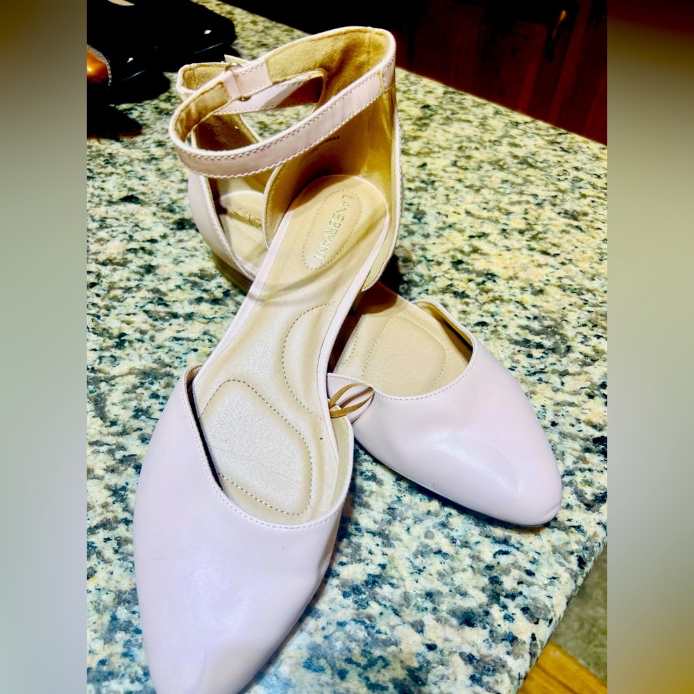Cream ~ Lane Bryant Dream Cloud Ankle Strap flat, size 12